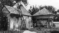 The Grissell-Hay outbuildings, before their restoration based on the detailed surveys pioneered by HABS and Colonial Williamsburg.