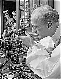 1970 photo of clockmaker