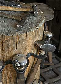 The silversmith’s hammers and stakes. The high polish on the stakes was needed to produce a flawless finish.