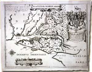 In 1671, Lord Baltimore commissioned this map to help attract investors and bring settlers and tenants to his new Maryland colony. John Ogilby was the mapmaker.