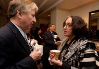 Reginald Dale and Ambassador Marcelle Wahba, during a
break.