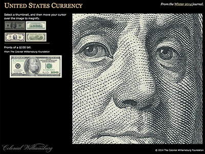 Zoom in on United States Currency